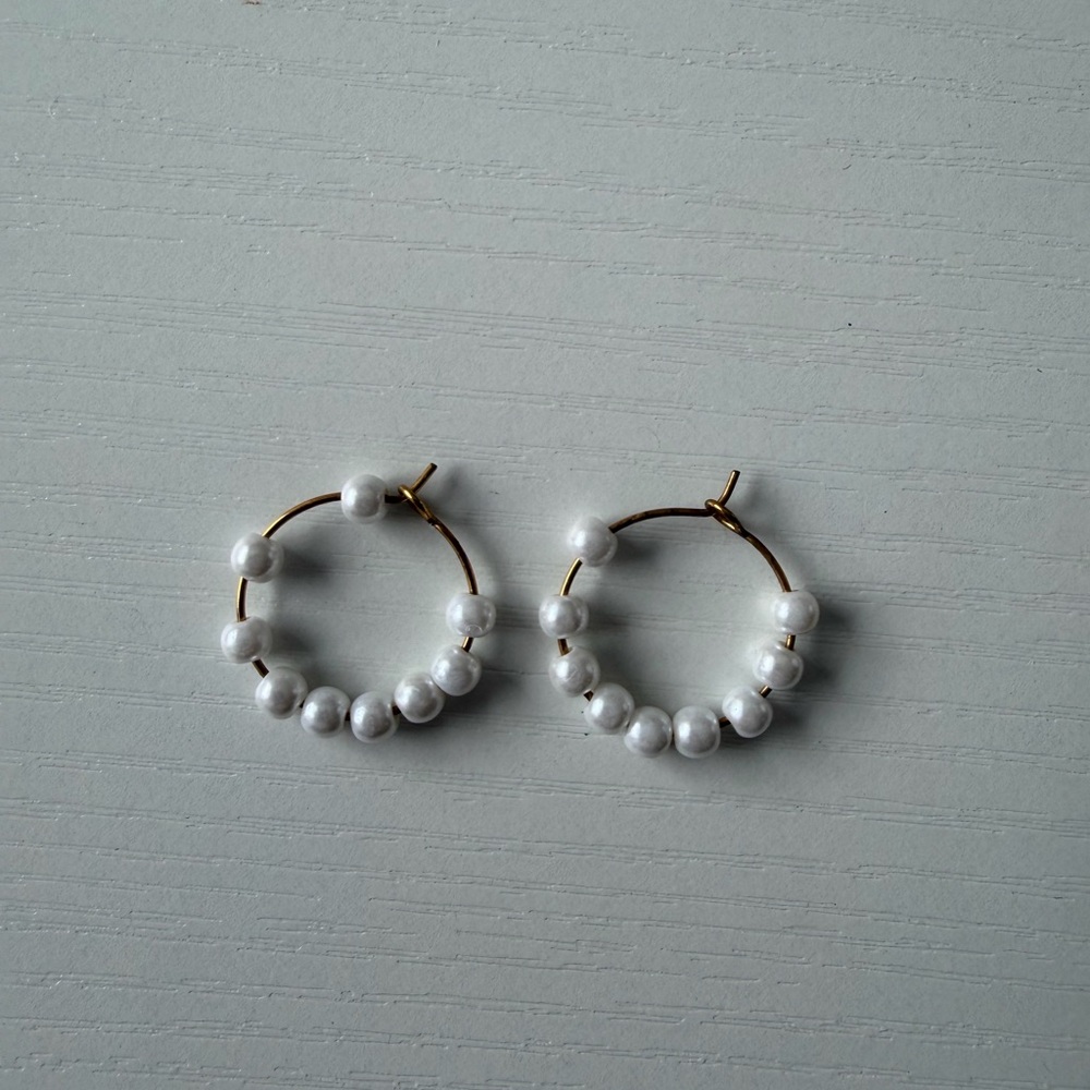 Elegant Pearl Hoop Earrings